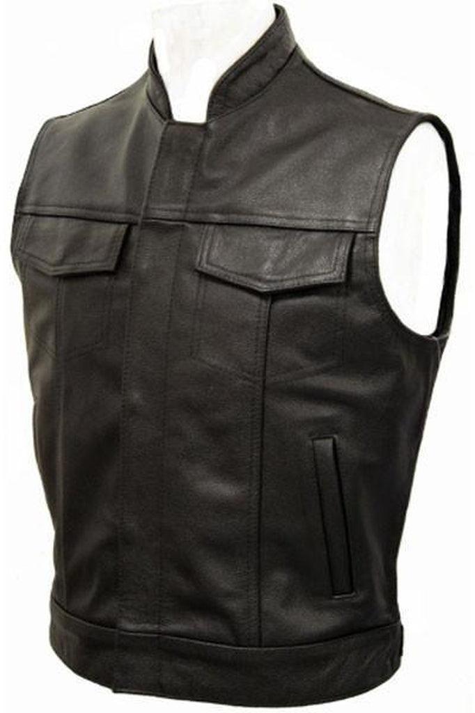 Cut-Off Outlaw Biker Vest - Jax-Skintan Leather-Dark Fashion Clothing