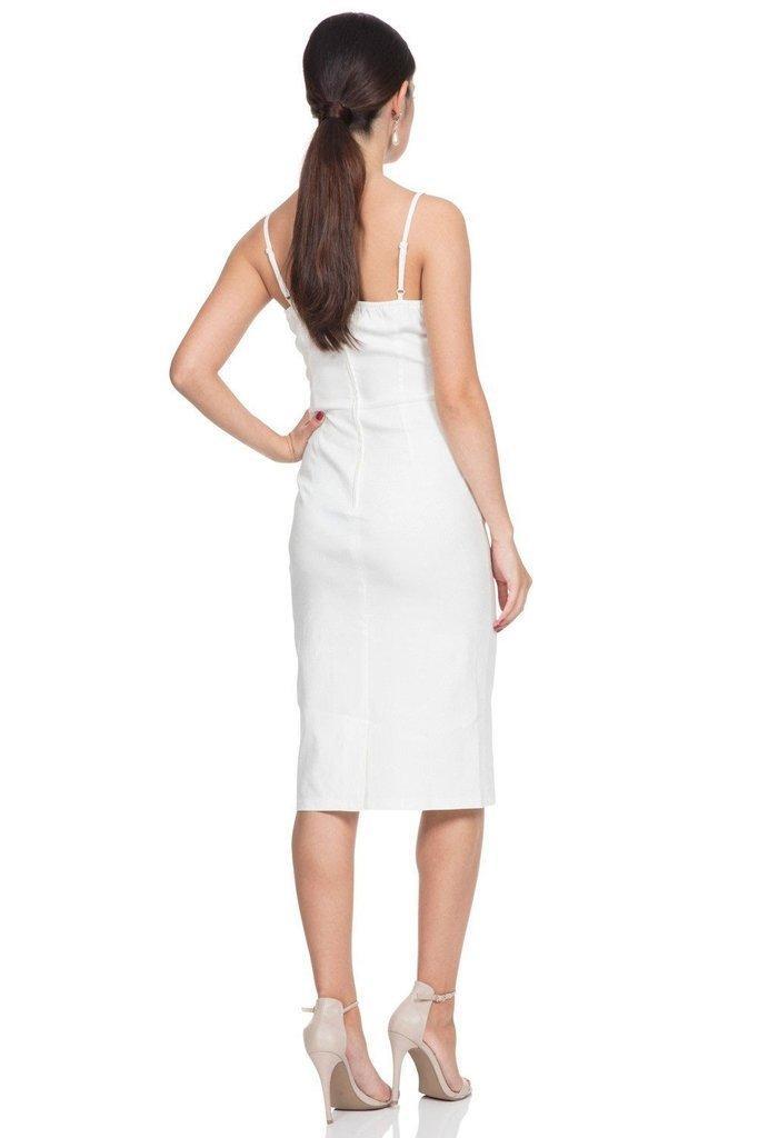 Davina White Wiggle Dress-Voodoo Vixen-Dark Fashion Clothing