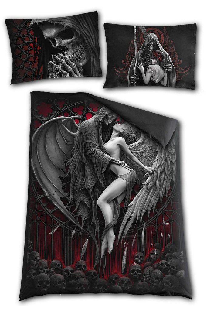 Dead Kiss - Single Duvet Cover + UK And EU Pillow case-Spiral-Dark Fashion Clothing