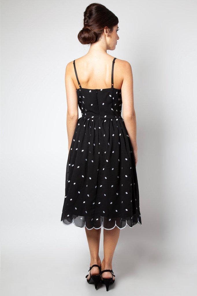 Dotty Polka Dot Flared Dress-Voodoo Vixen-Dark Fashion Clothing