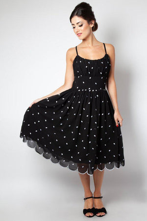 Dotty Polka Dot Flared Dress-Voodoo Vixen-Dark Fashion Clothing