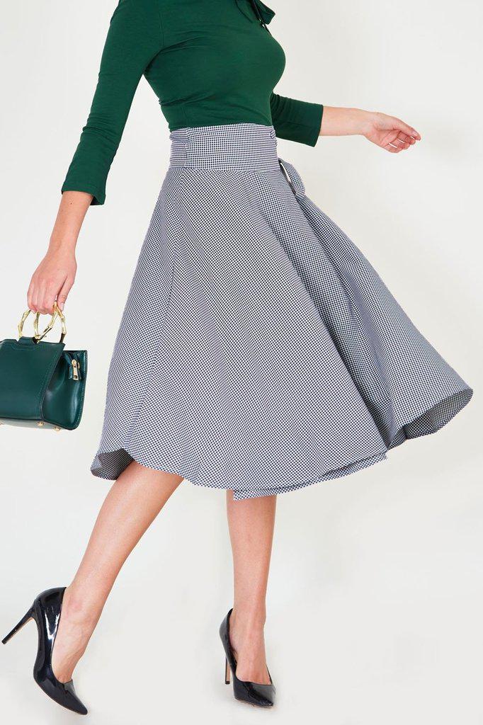 Elizabeth Curved Waist Bow Skirt-Voodoo Vixen-Dark Fashion Clothing