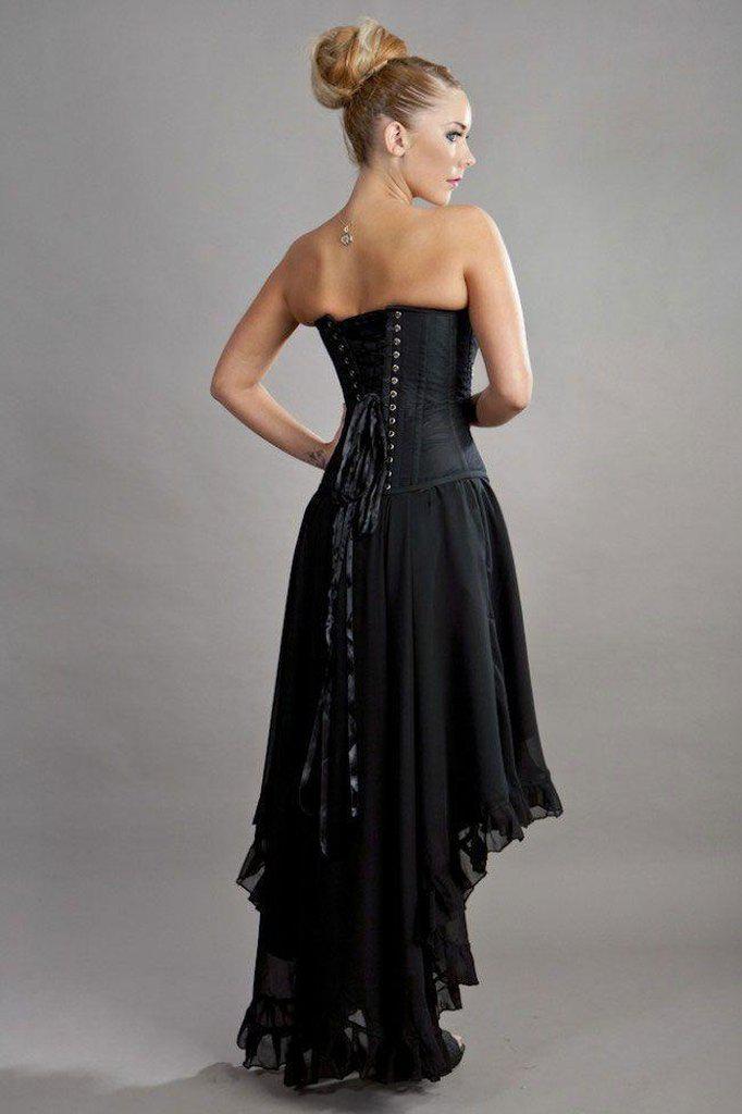 Elizium Victorian High Low Skirt In Chiffon-Burleska-Dark Fashion Clothing
