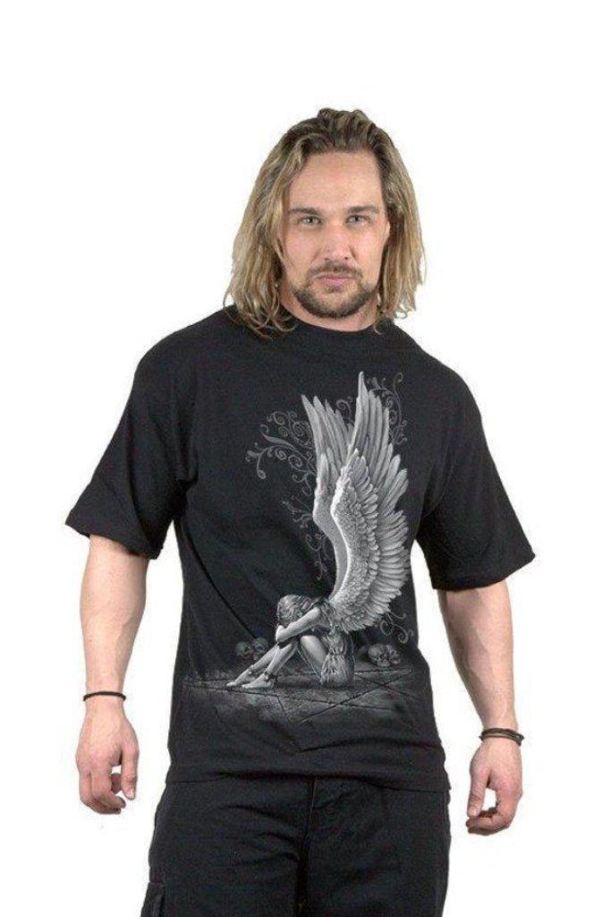 Enslaved Angel - T-Shirt Black-Spiral-Dark Fashion Clothing