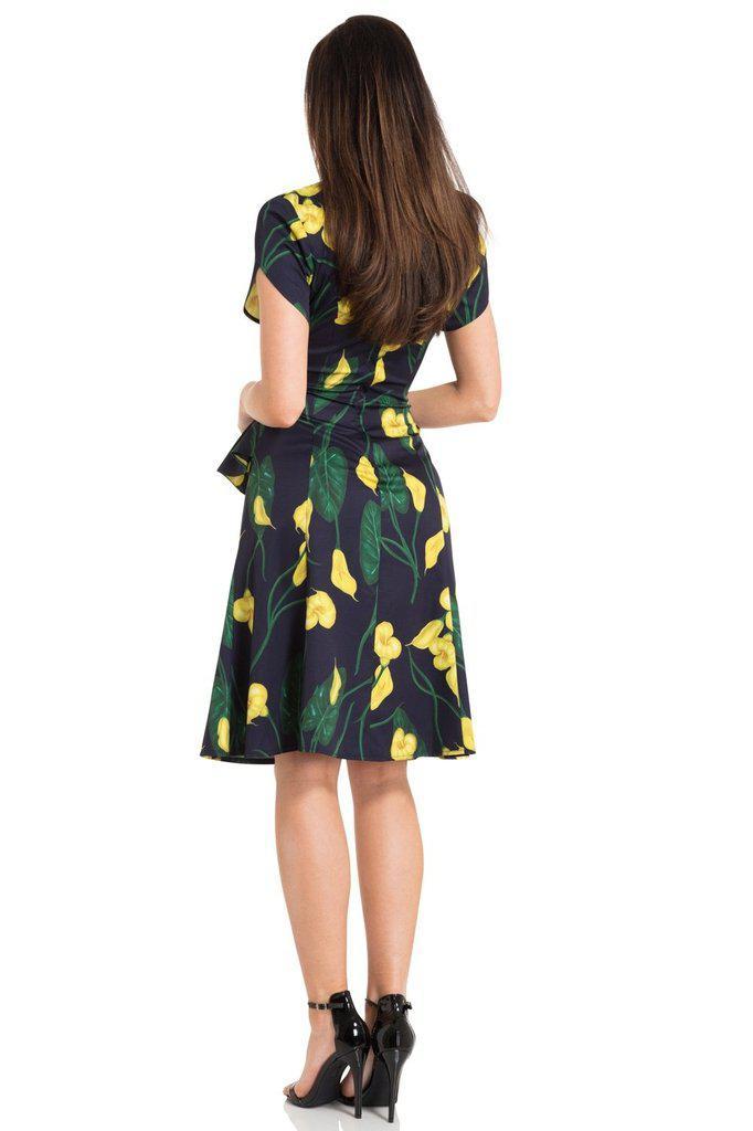 Flora Calla Lily 40s Style Dress-Voodoo Vixen-Dark Fashion Clothing