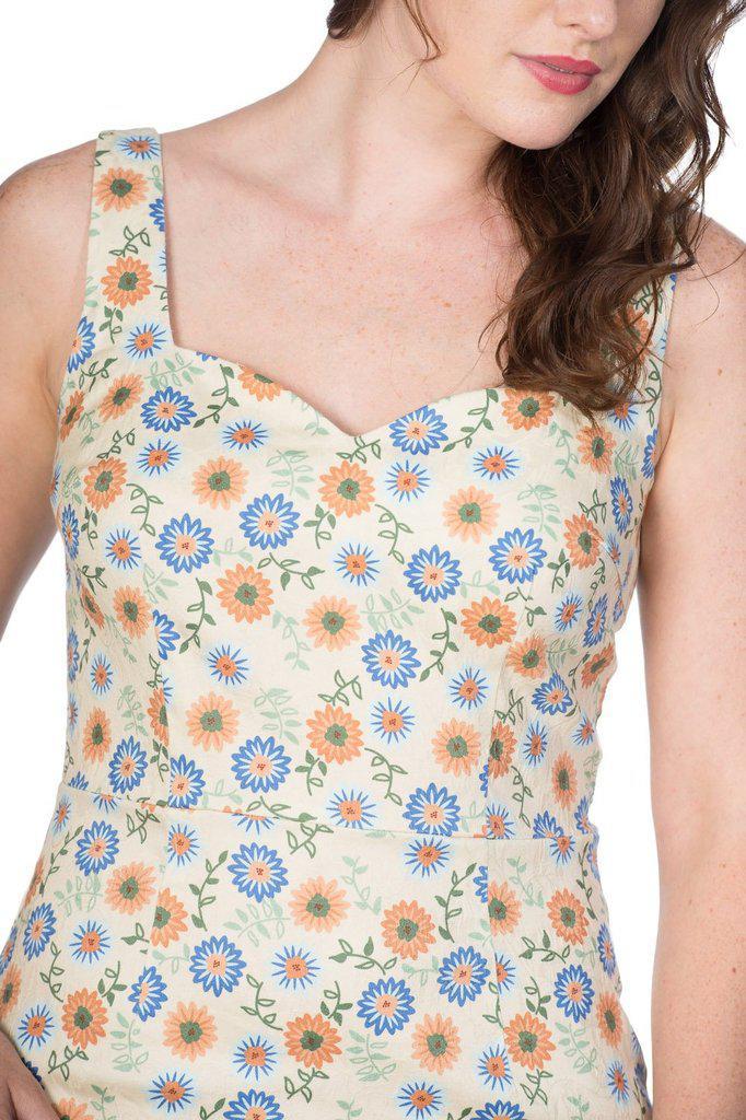 Flower Power Pencil Dress-Banned-Dark Fashion Clothing