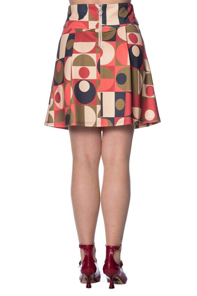 Geo Circles Skirt-Banned-Dark Fashion Clothing