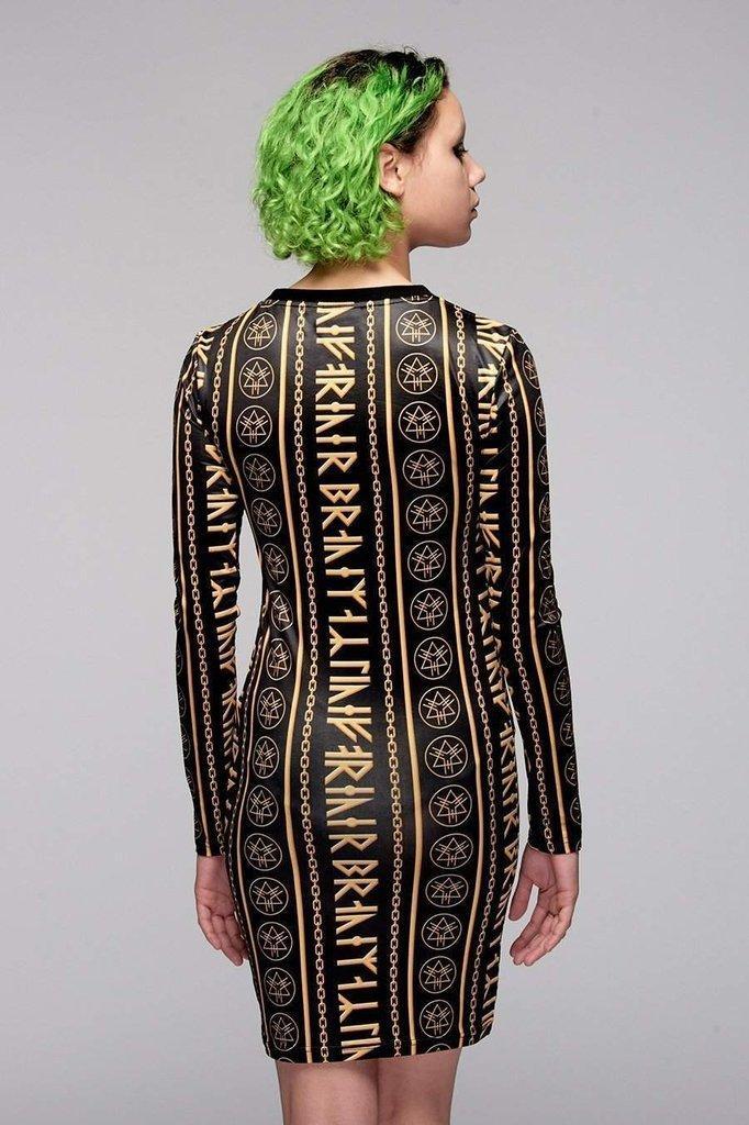 Gold Rune Dress-Long Clothing-Dark Fashion Clothing