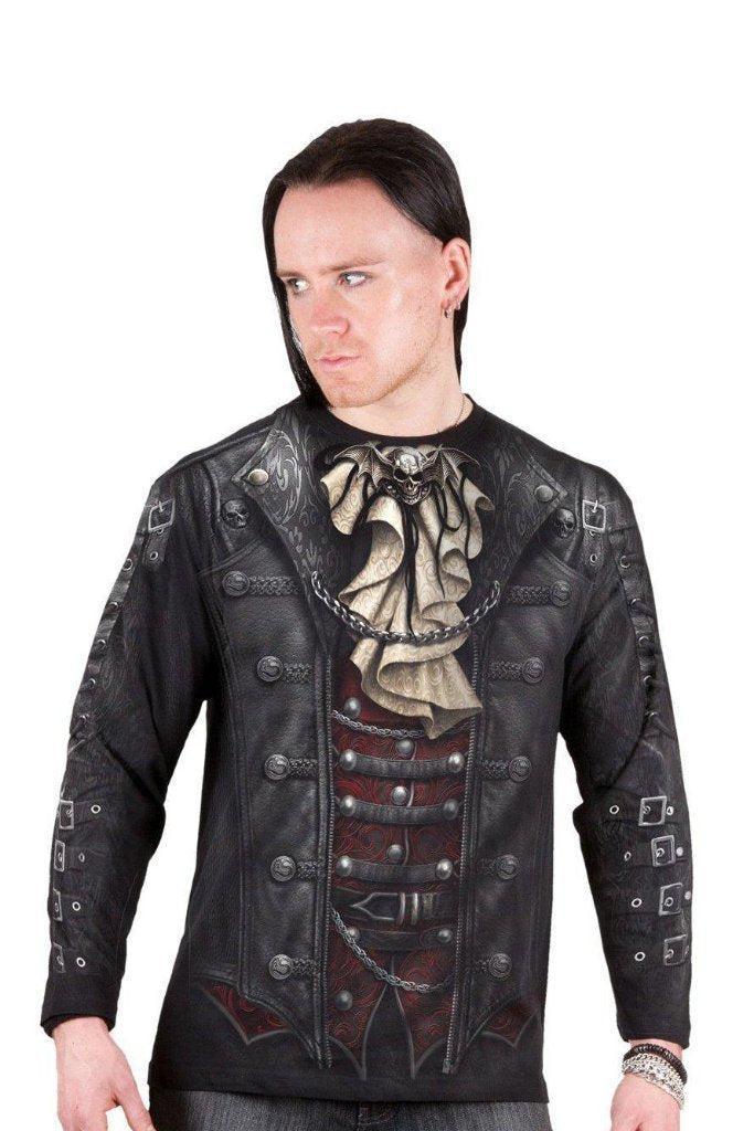 Goth Wrap - Allover Longsleeve T-Shirt Black-Spiral-Dark Fashion Clothing