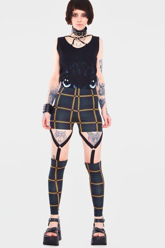 Head In The Clouds Plaid Harness Leggings-Jawbreaker-Dark Fashion Clothing