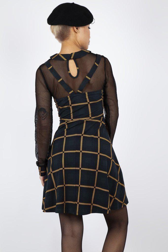 Head In The Clouds Plaid Overall Dress-Jawbreaker-Dark Fashion Clothing