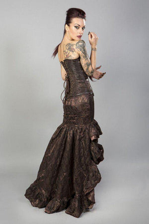 Helena Skirt In Satin & Lace Overlay-Burleska-Dark Fashion Clothing