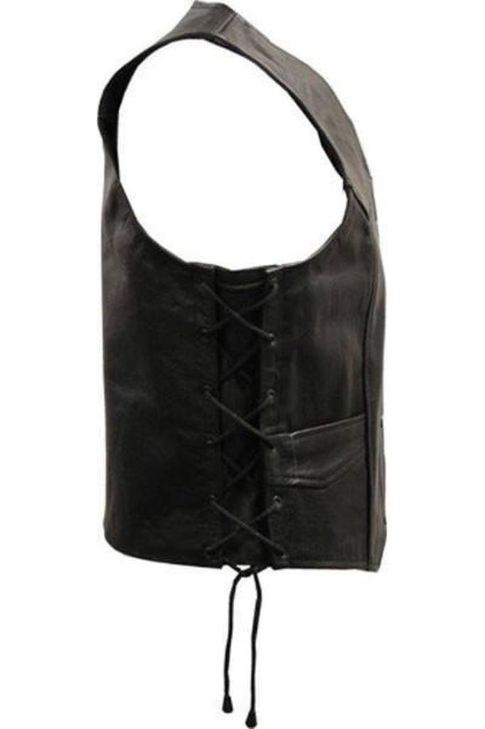 Lace Sided Biker Waistcoat-Skintan Leather-Dark Fashion Clothing