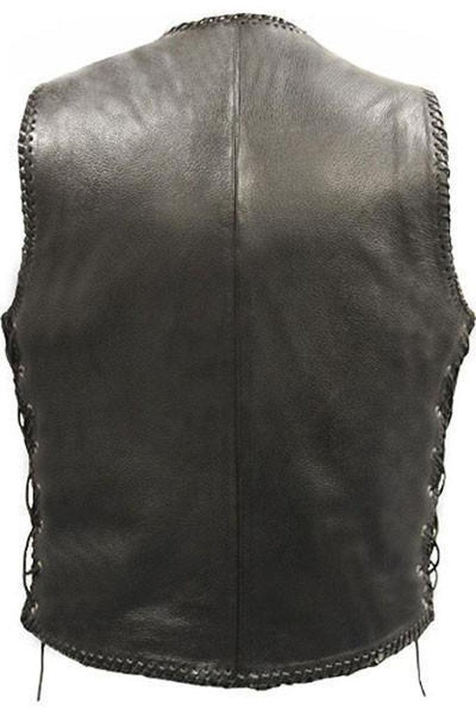 Laced Hand Plaited Biker Vest - Brace-Skintan Leather-Dark Fashion Clothing