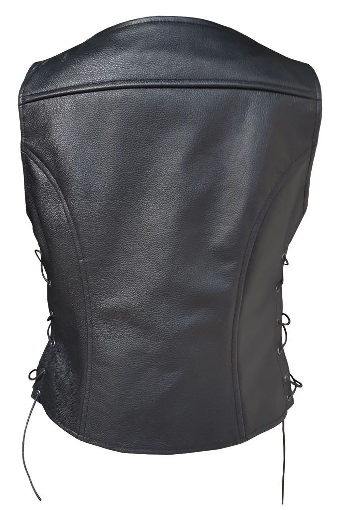 Ladies Leather Biker Vest - Rebel-Skintan Leather-Dark Fashion Clothing