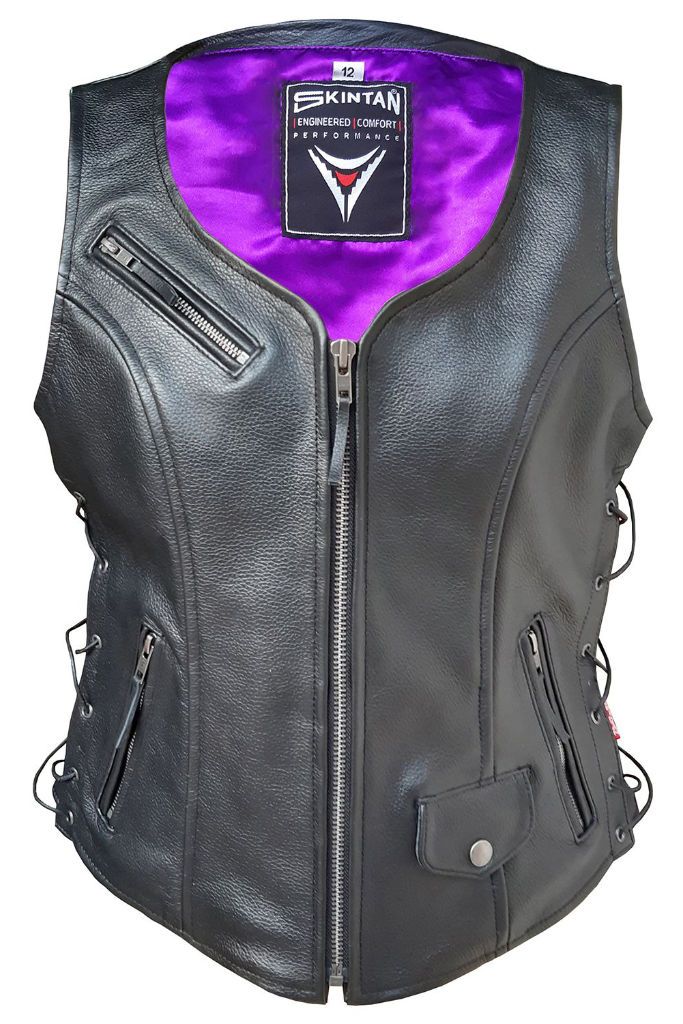 Ladies Leather Biker Vest - Rebel-Skintan Leather-Dark Fashion Clothing