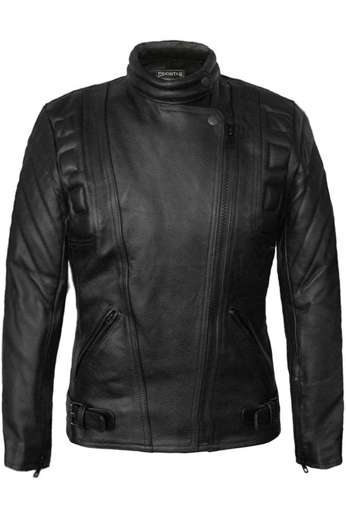 Ladies Limo Biker Jacket-Skintan Leather-Dark Fashion Clothing
