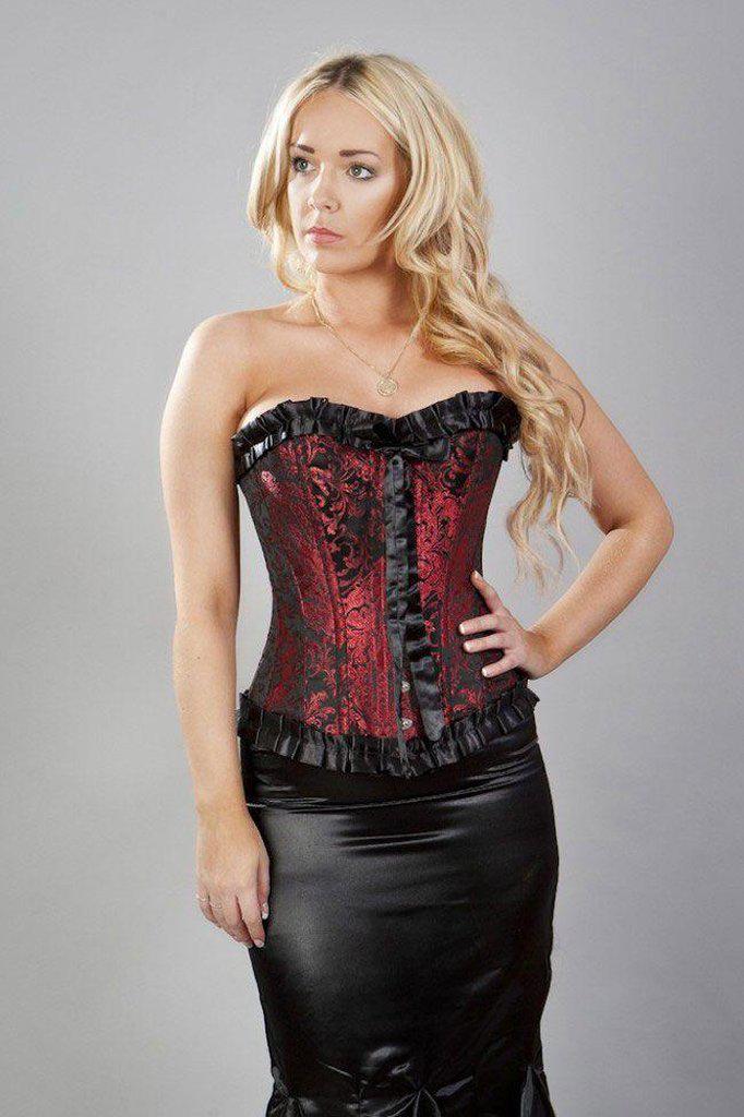 Lily Overbust Steel Boned Corset In King Brocade-Burleska-Dark Fashion Clothing