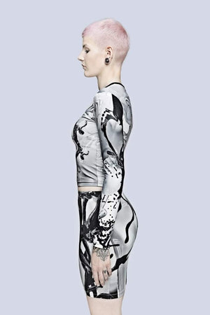 Long x Pussykrew Long Sleeve Crop Top-Long Clothing-Dark Fashion Clothing