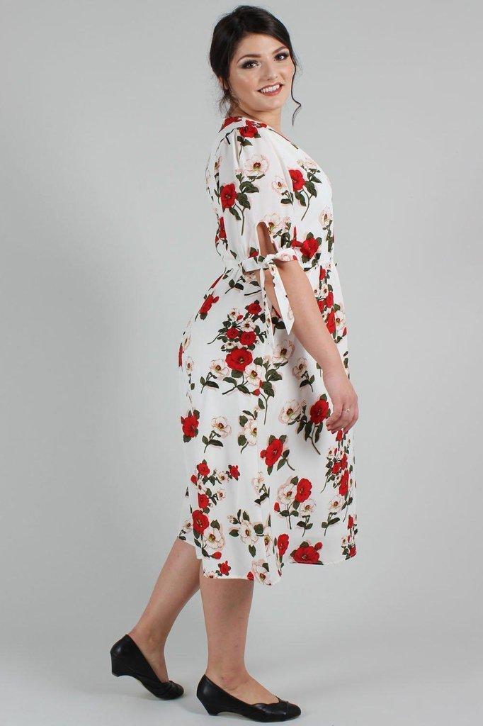 Lorelei Floral Calf Length Dress-Voodoo Vixen-Dark Fashion Clothing