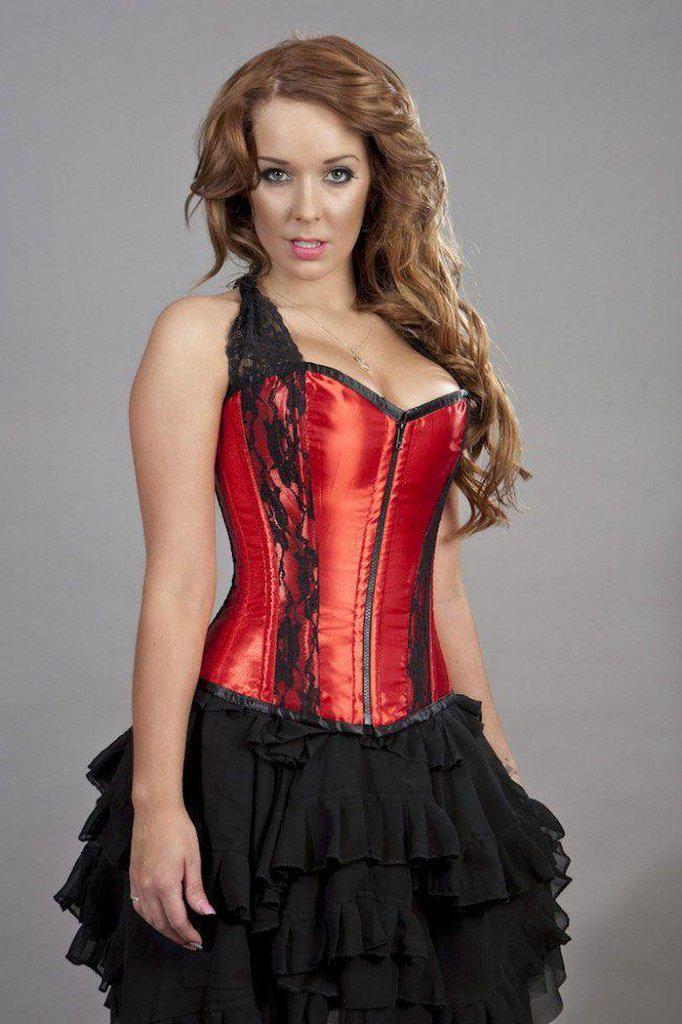 Madison Overbust Halter Neck Corset In Satin-Burleska-Dark Fashion Clothing