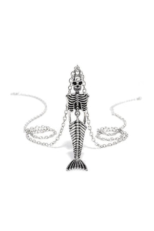 Mermaid Skeleton Silver Pendant and Necklace - Dayana-Dr Faust-Dark Fashion Clothing