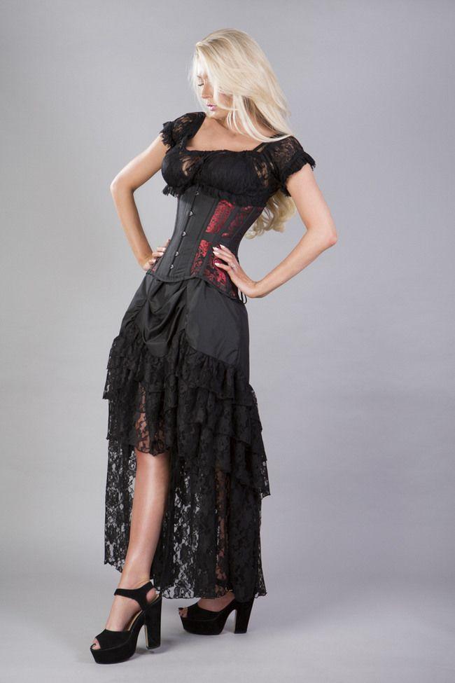 Morgana Underbust Steel Boned Corset In King Brocade & Taffeta-Burleska-Dark Fashion Clothing