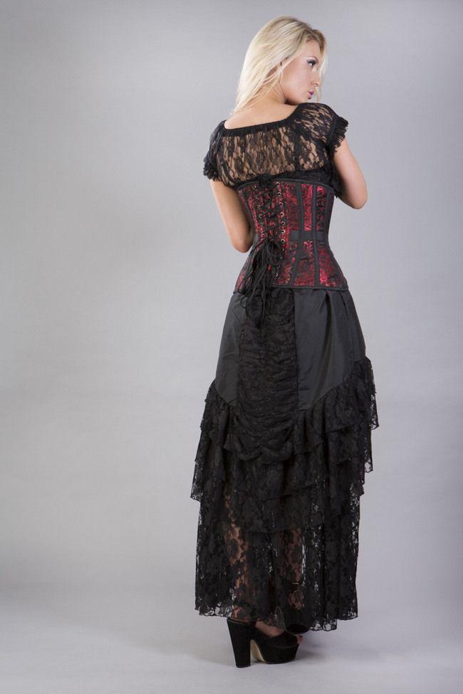 Morgana Underbust Steel Boned Corset In King Brocade & Taffeta-Burleska-Dark Fashion Clothing