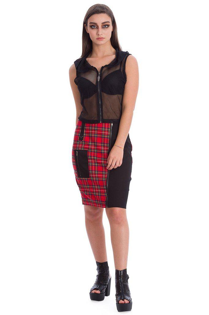 Nightmare Net Cold Shoulder Hoodie-Banned-Dark Fashion Clothing