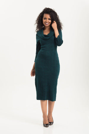Olivia Green Knit Fitted Dress-Voodoo Vixen-Dark Fashion Clothing