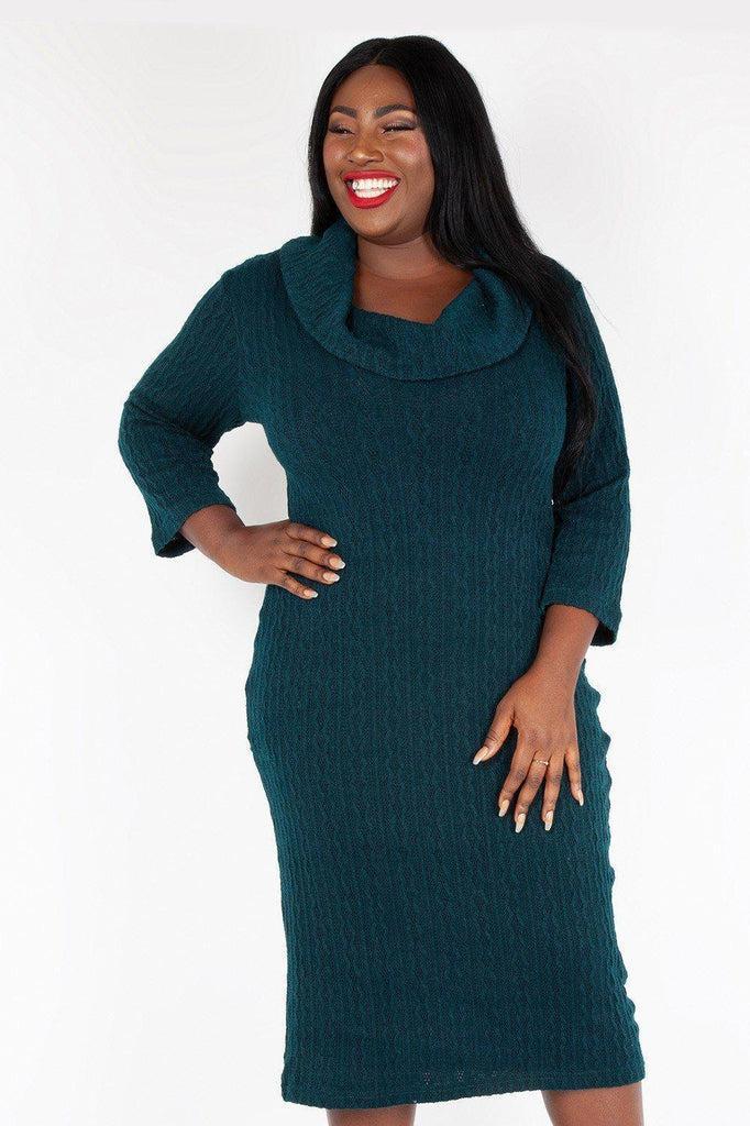 Olivia Green Knit Fitted Dress-Voodoo Vixen-Dark Fashion Clothing