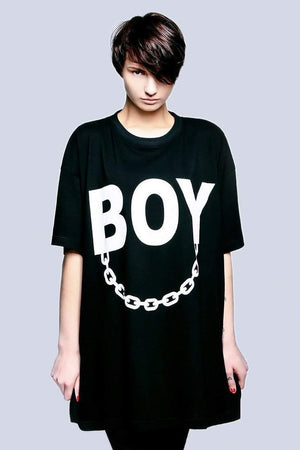 Oversize Boy Chain T-Shirt - Unisex-Long Clothing-Dark Fashion Clothing