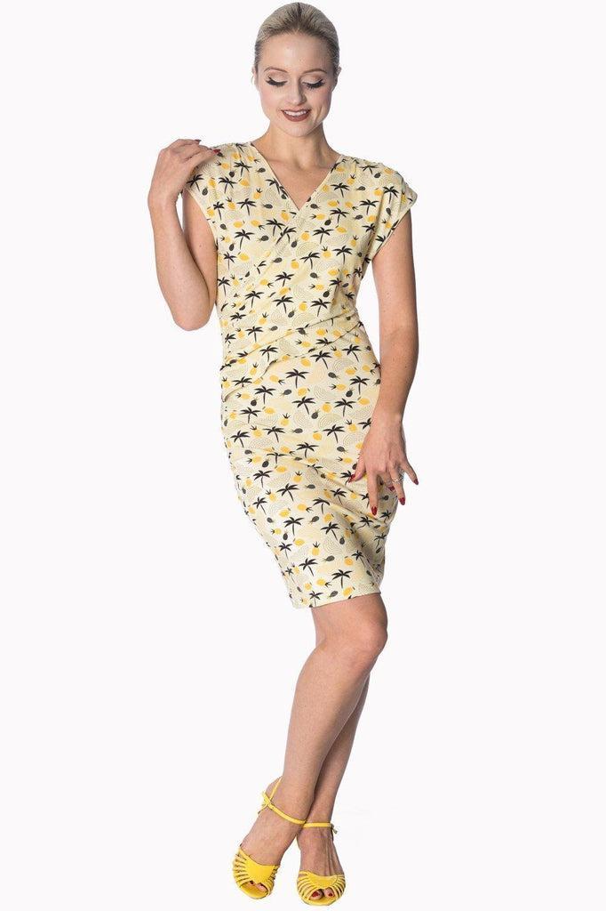 Palm Shade Cross Over Dress-Banned-Dark Fashion Clothing