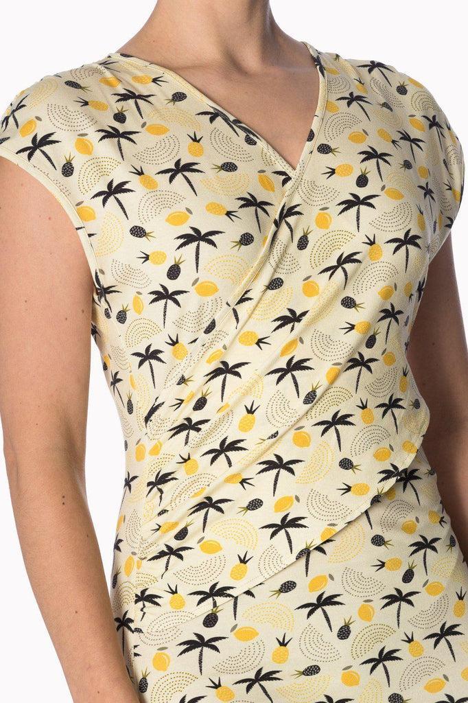 Palm Shade Cross Over Dress-Banned-Dark Fashion Clothing