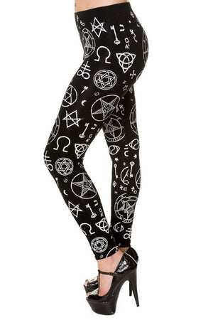 Pentagram Black Leggings-Banned-Dark Fashion Clothing