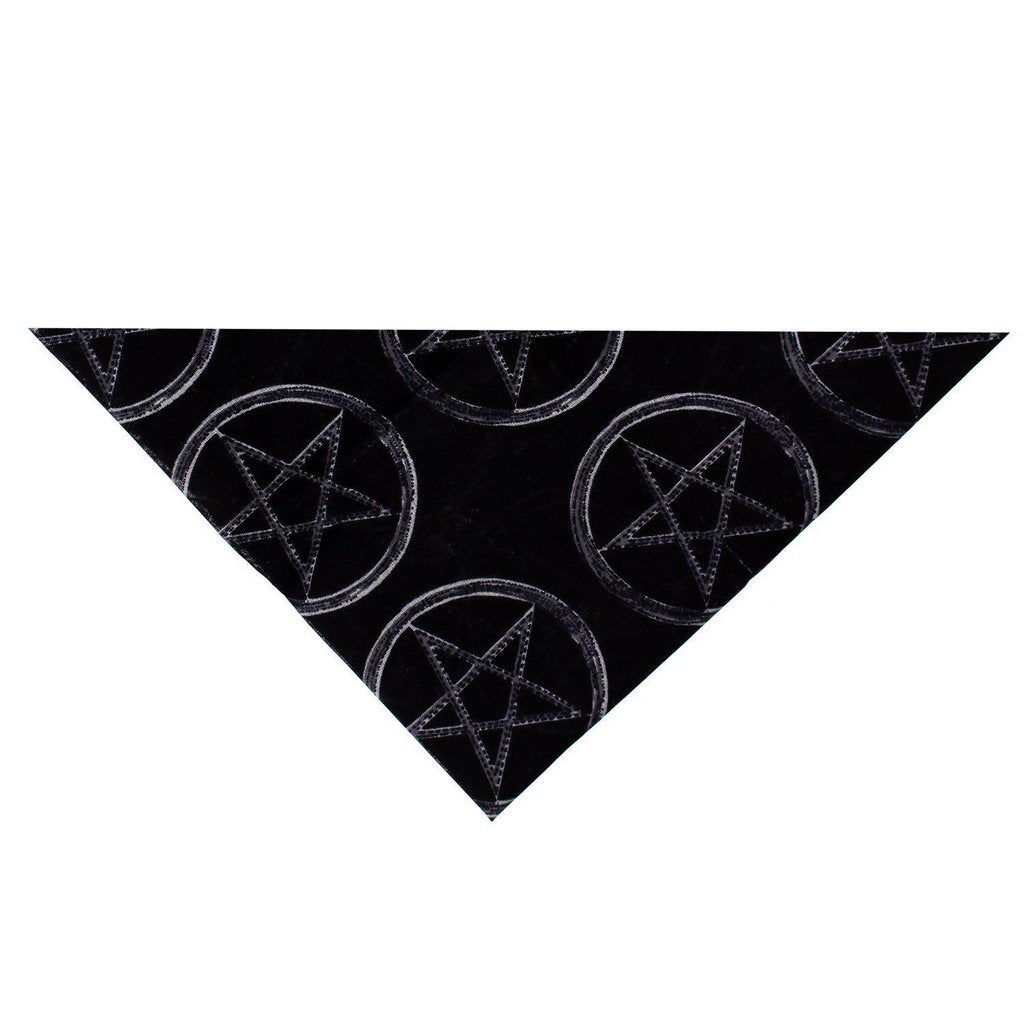 Pentagram Wicca Black Cotton Bandana - Lauren-Dr Faust-Dark Fashion Clothing