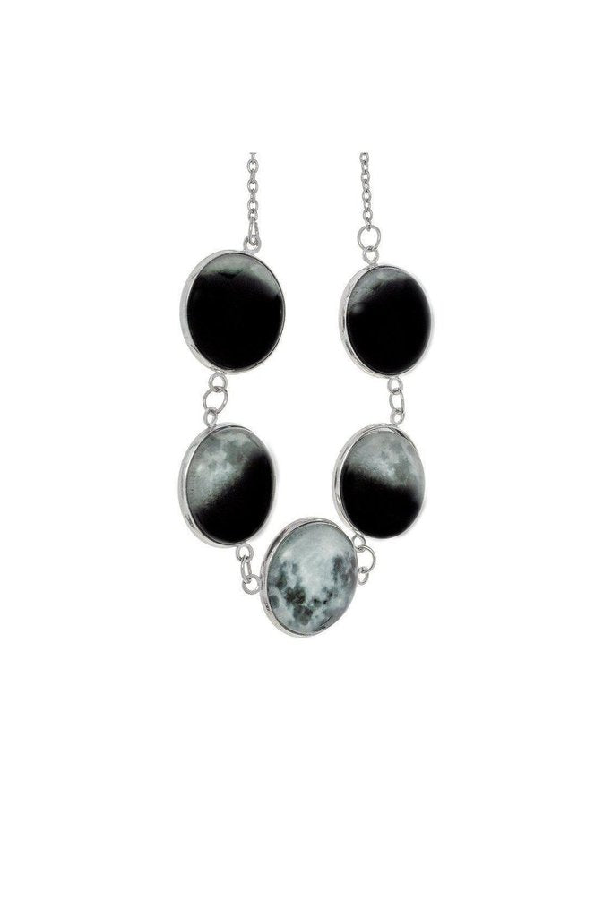 Phasing Moon Lunar Pendant and Necklace - Rowan-Dr Faust-Dark Fashion Clothing