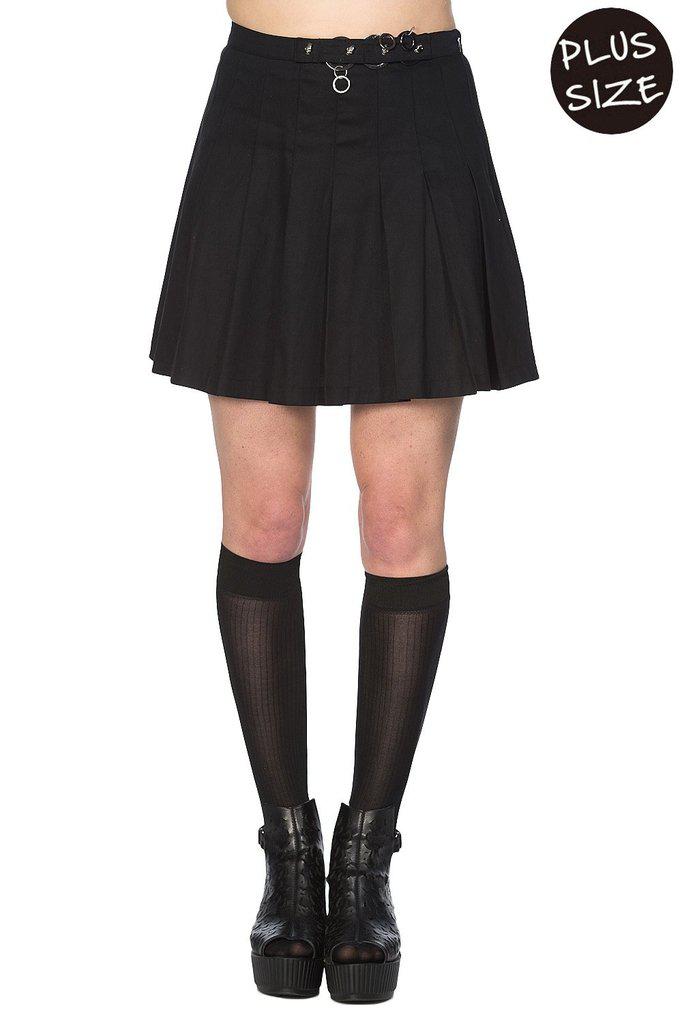 Pleated Ring Skirt-Banned-Dark Fashion Clothing