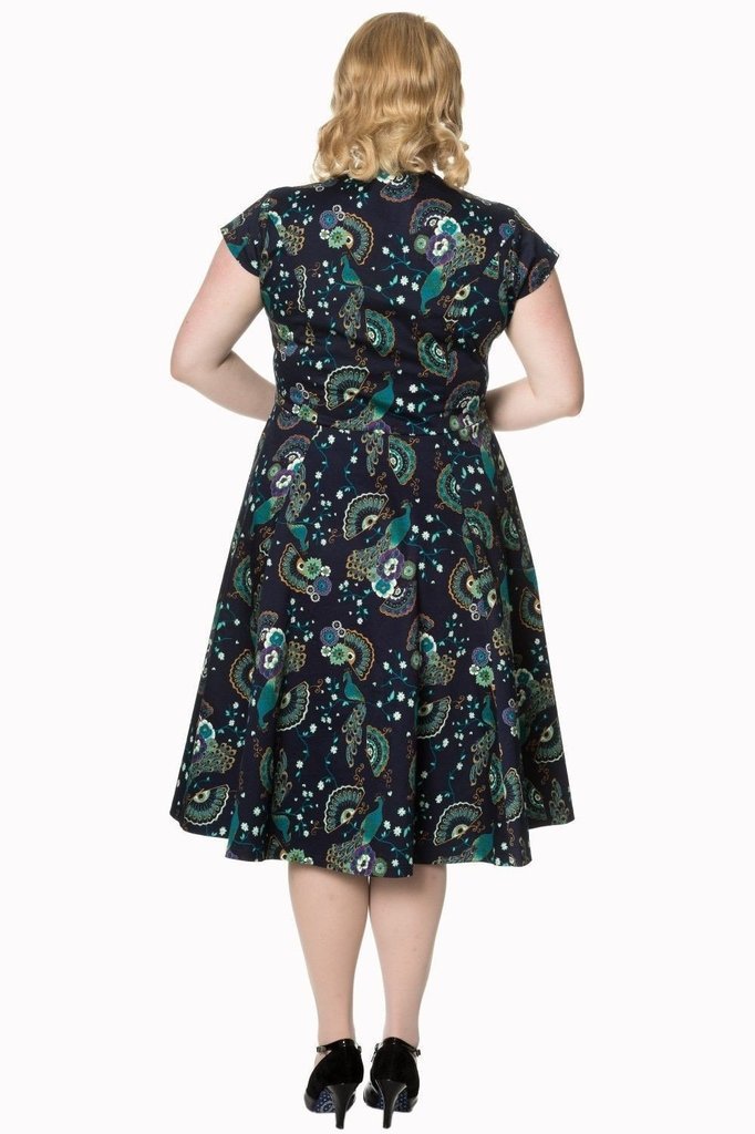 Proud Peacock Cut Out Plus Size Dress-Banned-Dark Fashion Clothing