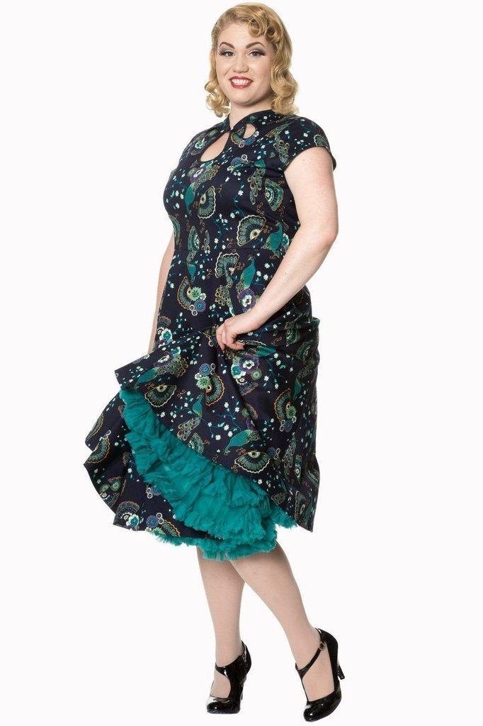 Proud Peacock Cut Out Plus Size Dress-Banned-Dark Fashion Clothing