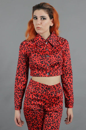 Red Leopard Print Jacket-Jawbreaker-Dark Fashion Clothing