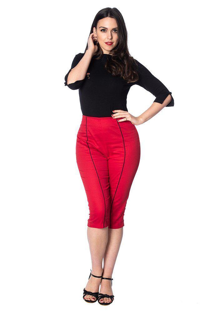 Rockin Red Capris-Banned-Dark Fashion Clothing