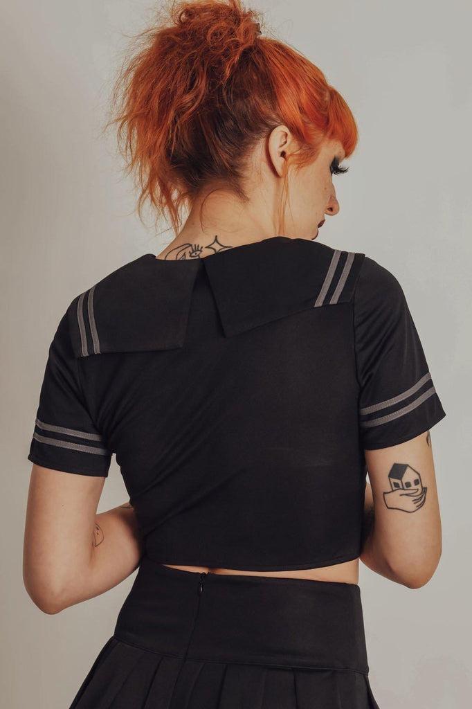 Sailor Goth Crop Top-Jawbreaker-Dark Fashion Clothing