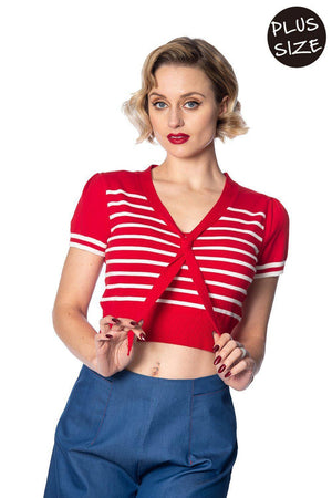 Sailor Stripe Tie Top-Banned-Dark Fashion Clothing