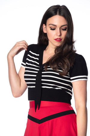 Sailor Stripe Tie Top-Banned-Dark Fashion Clothing