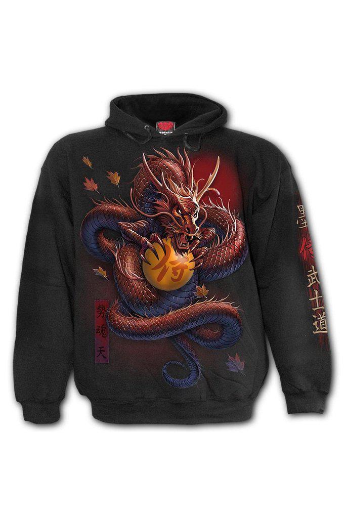 Samurai - Hoody Black-Spiral-Dark Fashion Clothing