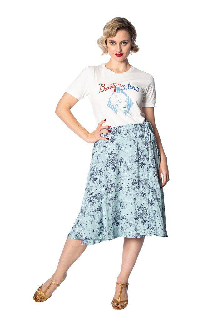 Santorini Dreams Skirt-Banned-Dark Fashion Clothing