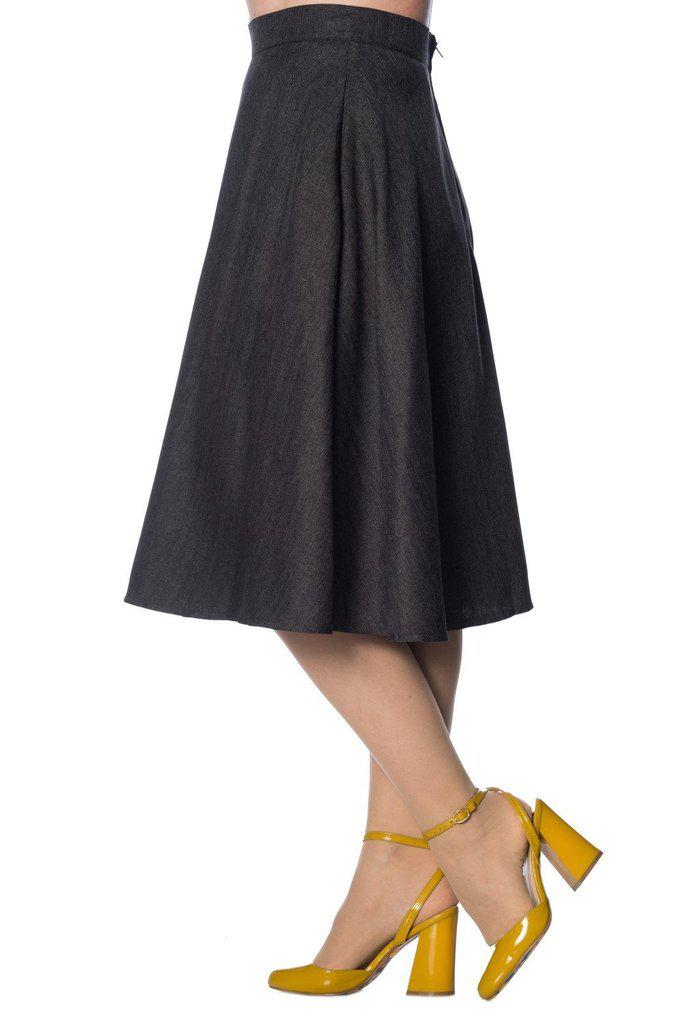 Secretary Flare Skirt-Banned-Dark Fashion Clothing