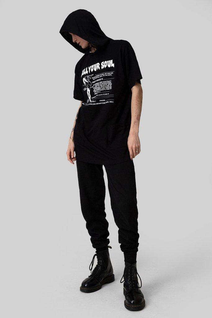 Sell Your Soul - Hooded T-Shirt - Unisex-Long Clothing-Dark Fashion Clothing