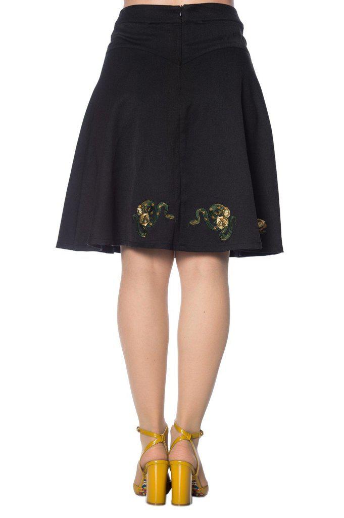 Serpent Flare Skirt-Banned-Dark Fashion Clothing